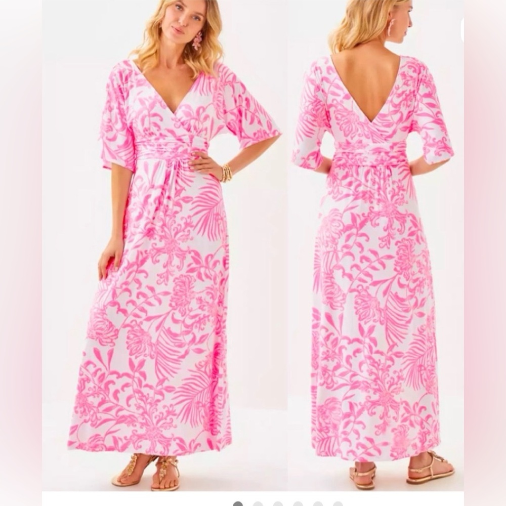 XL NWT Lilly Pulitzer Parigi Maxi Dress in Rousseau Pink Glisten In The Sun